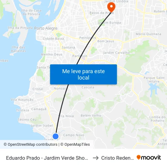 Eduardo Prado - Jardim Verde Shopping to Cristo Redentor map