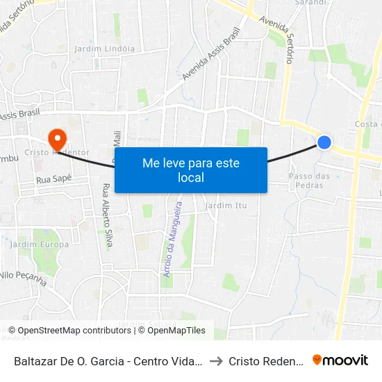 Baltazar De O. Garcia - Centro Vida Cb to Cristo Redentor map