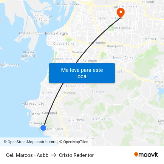 Cel. Marcos - Aabb to Cristo Redentor map