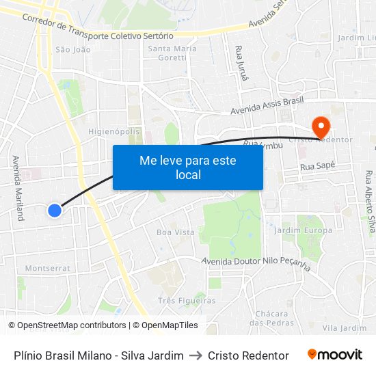 Plínio Brasil Milano - Silva Jardim to Cristo Redentor map