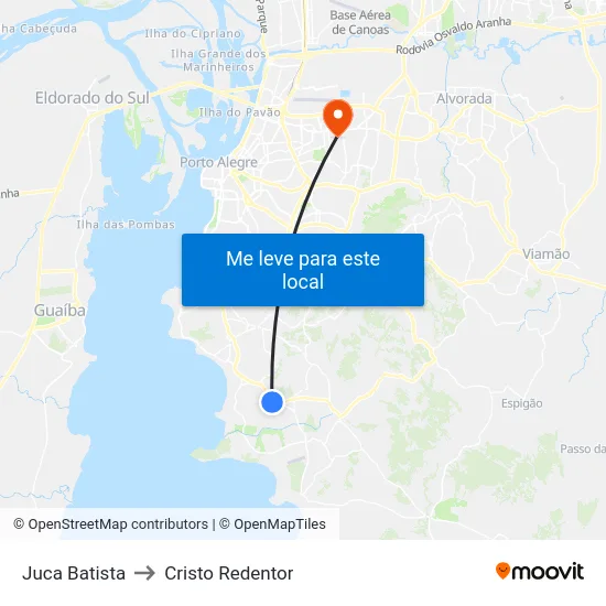 Juca Batista to Cristo Redentor map