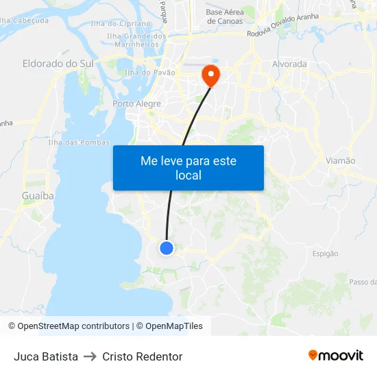 Juca Batista to Cristo Redentor map