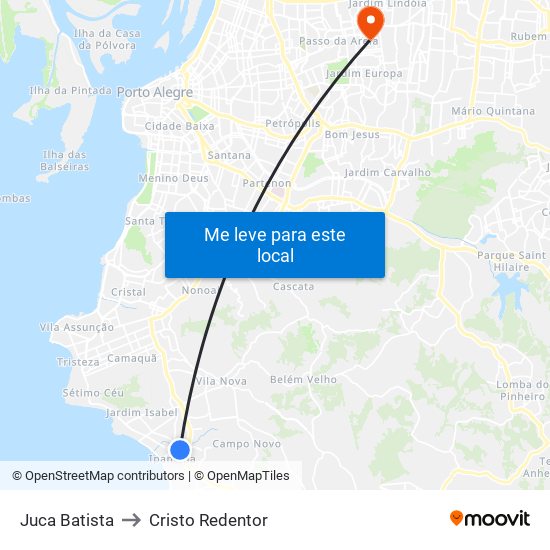 Juca Batista to Cristo Redentor map