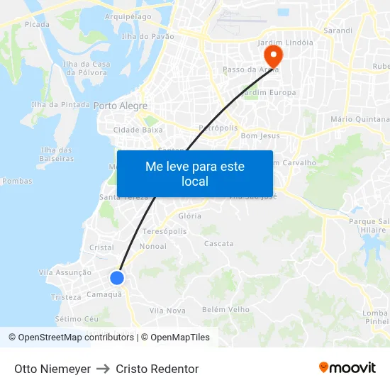 Otto Niemeyer to Cristo Redentor map