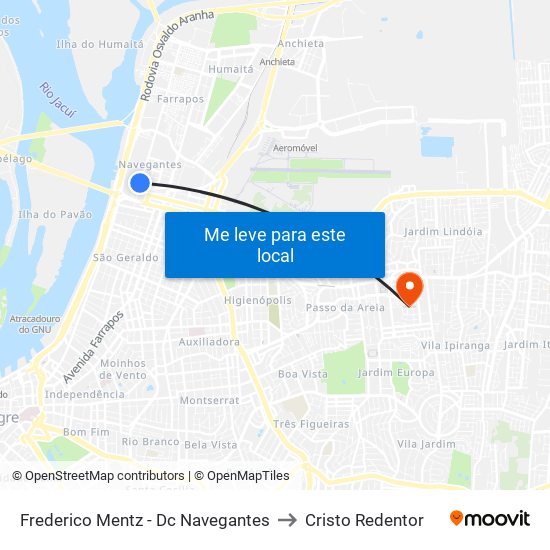 Frederico Mentz - Dc Navegantes to Cristo Redentor map