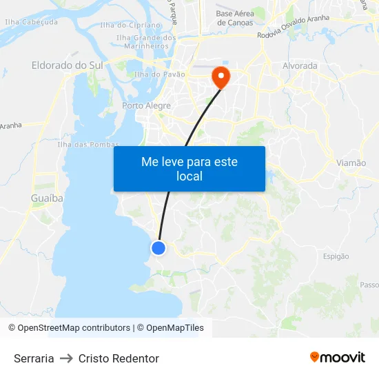 Serraria to Cristo Redentor map