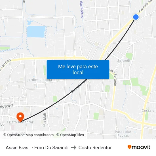 Assis Brasil - Foro Do Sarandi to Cristo Redentor map