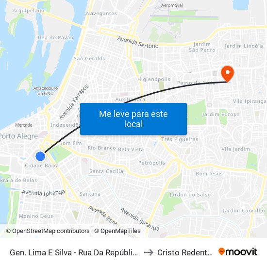 Gen. Lima E Silva - Rua Da República to Cristo Redentor map