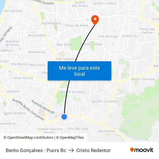 Bento Gonçalves - Pucrs Bc to Cristo Redentor map