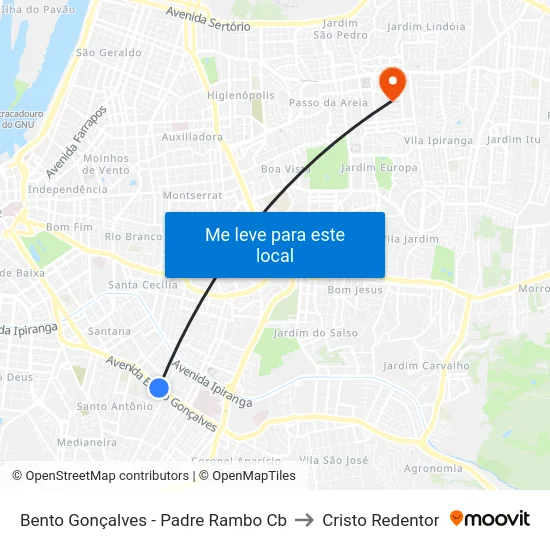 Bento Gonçalves - Padre Rambo Cb to Cristo Redentor map