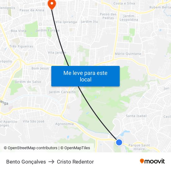 Bento Gonçalves to Cristo Redentor map