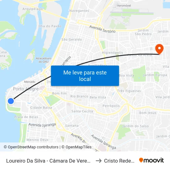 Loureiro Da Silva - Câmara De Vereadores to Cristo Redentor map