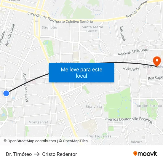 Dr. Timóteo to Cristo Redentor map