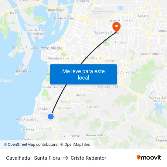 Cavalhada - Santa Flora to Cristo Redentor map