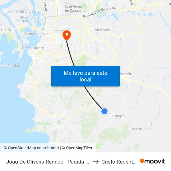 João De Oliveira Remião - Parada 29 to Cristo Redentor map