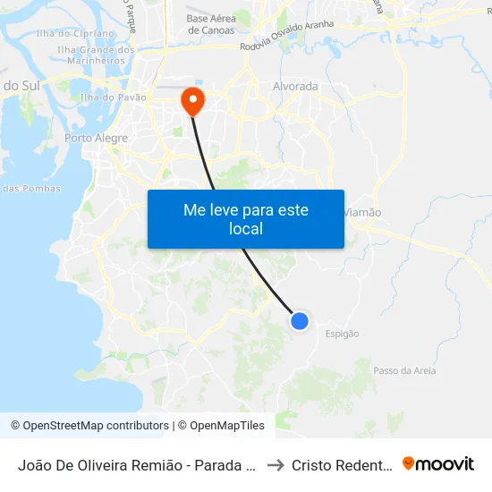 João De Oliveira Remião - Parada 28 to Cristo Redentor map