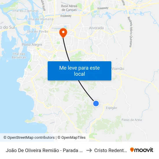 João De Oliveira Remião - Parada 26 to Cristo Redentor map