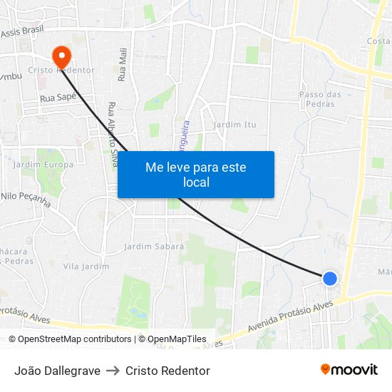 João Dallegrave to Cristo Redentor map