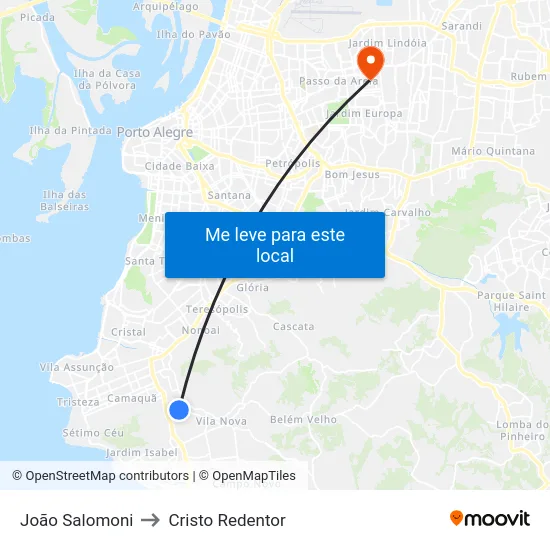 João Salomoni to Cristo Redentor map