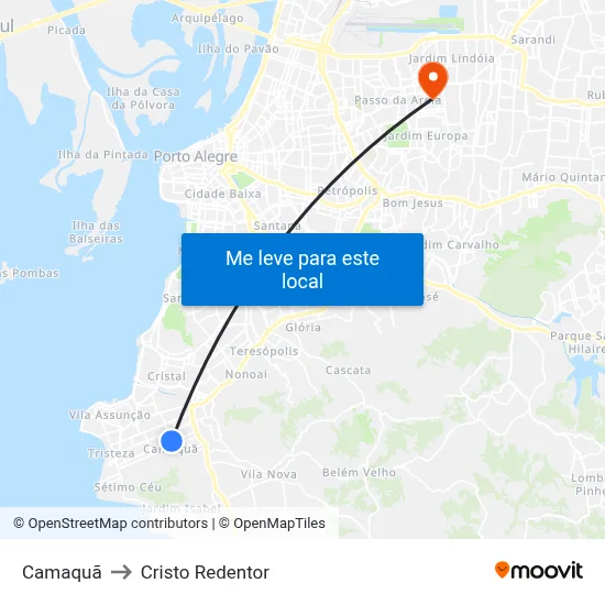 Camaquã to Cristo Redentor map