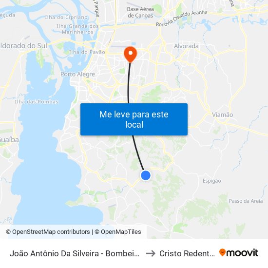 João Antônio Da Silveira - Bombeiros to Cristo Redentor map