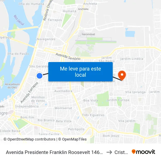 Avenida Presidente Franklin Roosevelt 1462 São Geraldo Porto Alegre - Rio Grande Do Sul 90230 Brasil to Cristo Redentor map