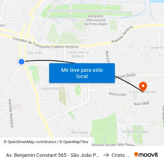 Av. Benjamin Constant 565 - São João Porto Alegre - Rs 90550-003 Brasil to Cristo Redentor map