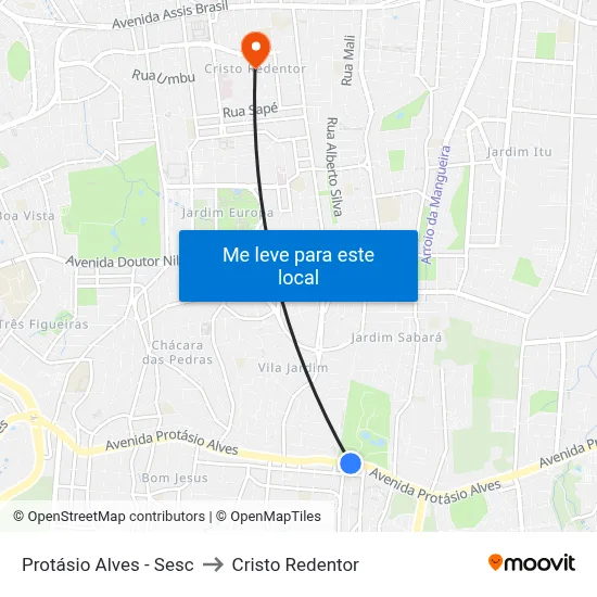 Protásio Alves - Sesc to Cristo Redentor map