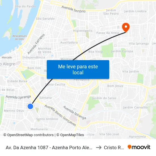 Av. Da Azenha 1087 - Azenha Porto Alegre - Rs 90160-006 Brasil to Cristo Redentor map
