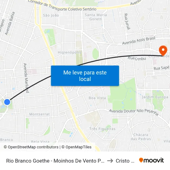 Rio Branco Goethe - Moinhos De Vento Porto Alegre - Rs 90430-100 Brasil to Cristo Redentor map