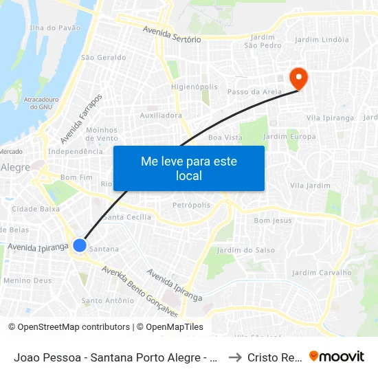 Joao Pessoa - Santana Porto Alegre - Rs 90450-190 Brasil to Cristo Redentor map