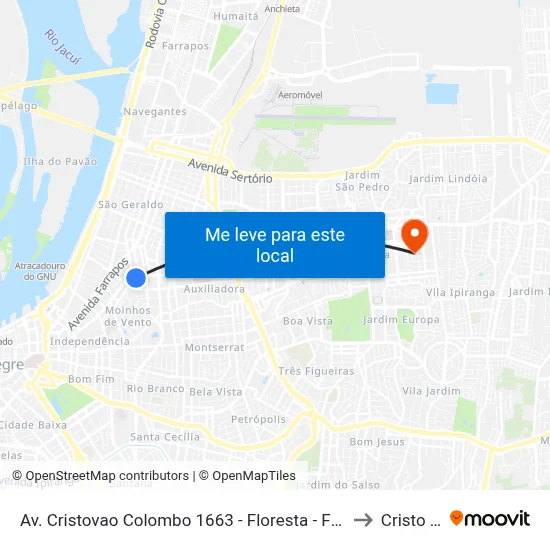 Av. Cristovao Colombo 1663 - Floresta - Floresta Porto Alegre - Rs 90560-003 Brasil to Cristo Redentor map