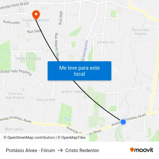 Protásio Alves - Fórum to Cristo Redentor map
