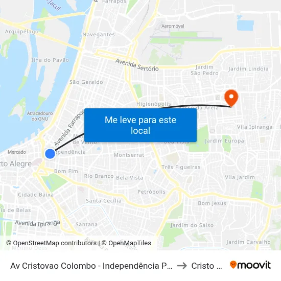 Av Cristovao Colombo - Independência Porto Alegre - Rs 90030-142 Brasil to Cristo Redentor map