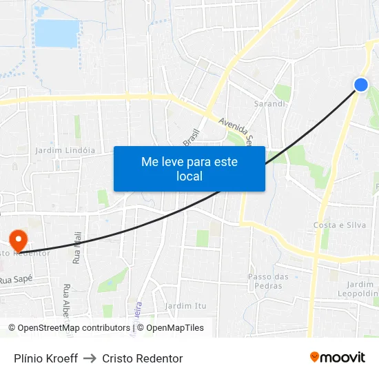 Plínio Kroeff to Cristo Redentor map