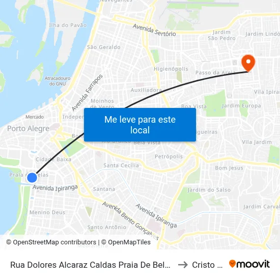 Rua Dolores Alcaraz Caldas Praia De Belas Porto Alegre - Rs 90110-180 Brasil to Cristo Redentor map