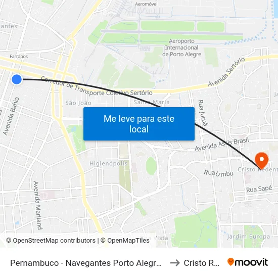 Pernambuco - Navegantes Porto Alegre - Rs 90240-001 Brasil to Cristo Redentor map