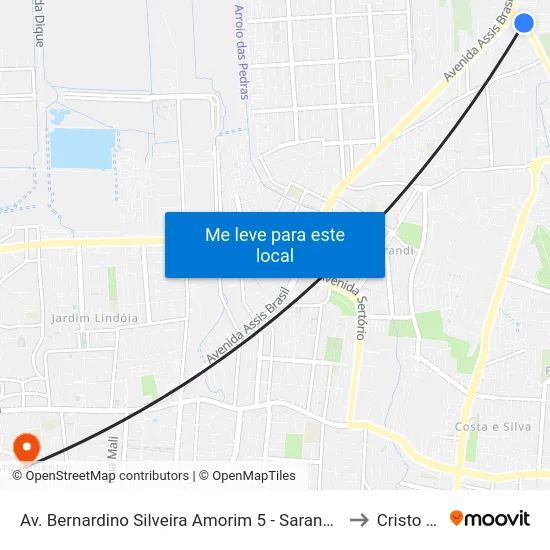 Av. Bernardino Silveira Amorim 5 - Sarandi Porto Alegre - Rs 91751-831 Brasil to Cristo Redentor map