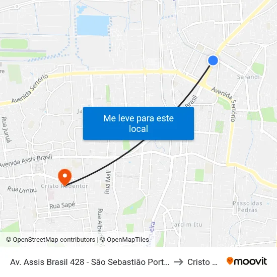 Av. Assis Brasil 428 - São Sebastião Porto Alegre - Rs 91110-000 Brasil to Cristo Redentor map