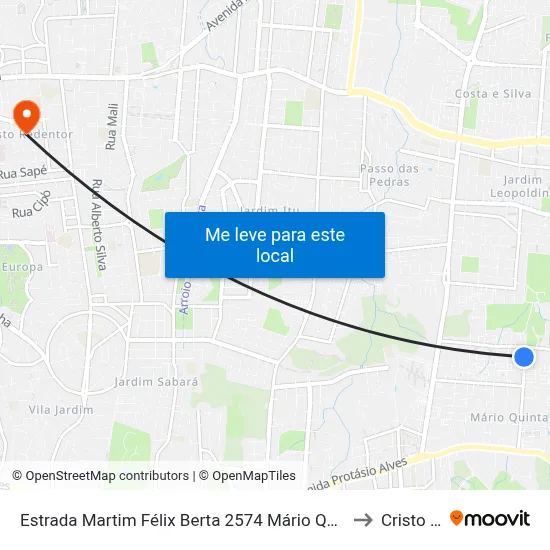 Estrada Martim Félix Berta 2574 Mário Quintana Porto Alegre - Rs 91260-650 Brasil to Cristo Redentor map