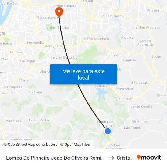 Lomba Do Pinheiro Joao De Oliveira Remiao - Lomba Do Pinheiro Porto Alegre - Rs Brasil to Cristo Redentor map