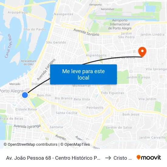 Av. João Pessoa 68 - Centro Histórico Porto Alegre - Rs 90010-281 Brasil to Cristo Redentor map