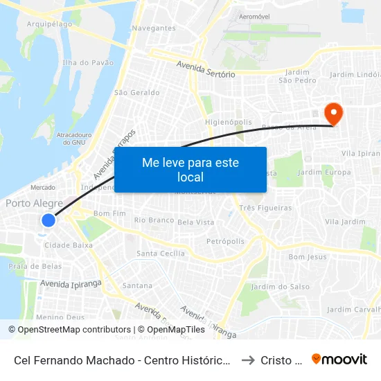 Cel Fernando Machado - Centro Histórico Porto Alegre - Rs 90010-282 Brasil to Cristo Redentor map