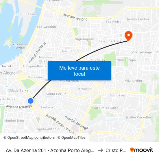 Av. Da Azenha 201 - Azenha Porto Alegre - Rs 91330-140 Brasil to Cristo Redentor map
