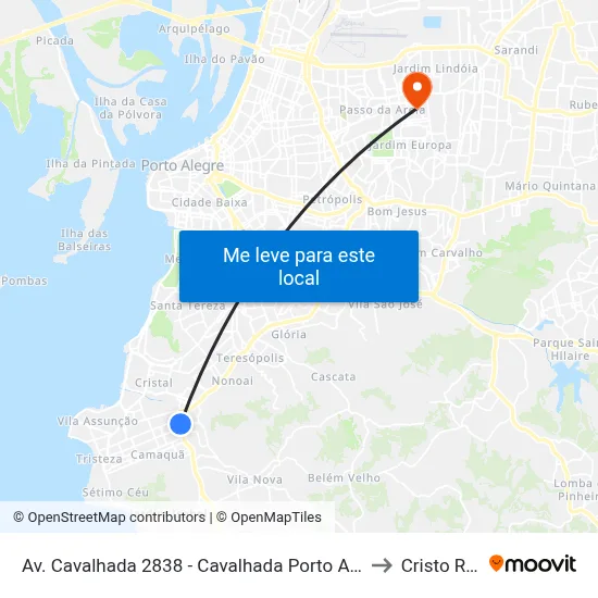 Av. Cavalhada 2838 - Cavalhada Porto Alegre - Rs 91740-000 Brasil to Cristo Redentor map