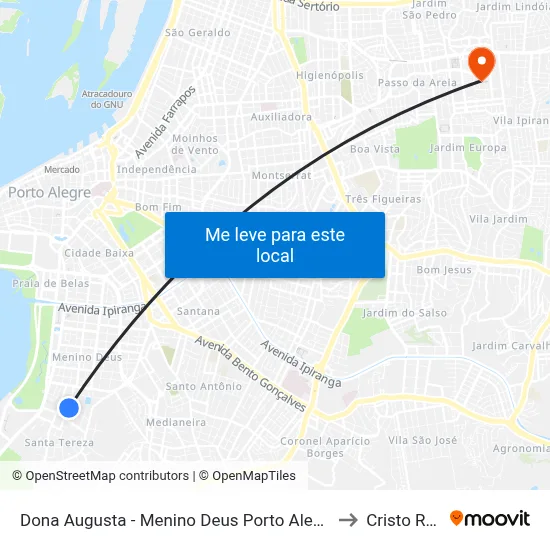 Dona Augusta - Menino Deus Porto Alegre - Rs 90850-130 Brasil to Cristo Redentor map