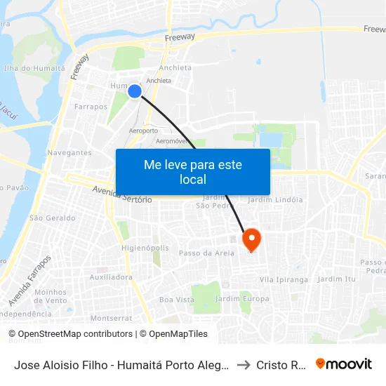 Jose Aloisio Filho - Humaitá Porto Alegre - Rs 90250-030 Brasil to Cristo Redentor map
