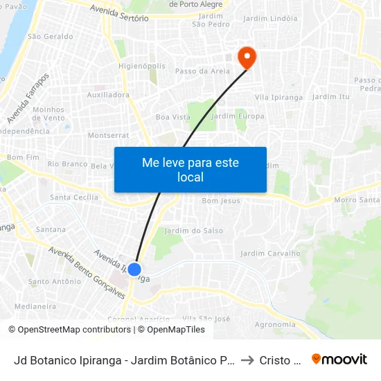 Jd Botanico Ipiranga - Jardim Botânico Porto Alegre - Rs 90450-190 Brasil to Cristo Redentor map