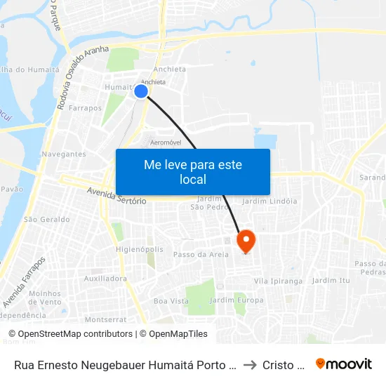 Rua Ernesto Neugebauer Humaitá Porto Alegre - Rio Grande Do Sul Brasil to Cristo Redentor map