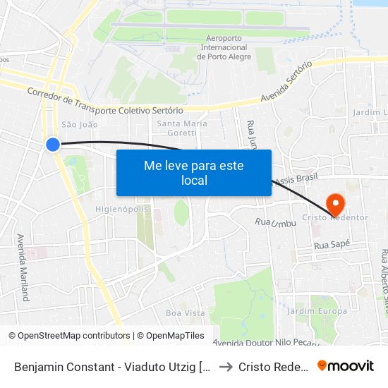 Benjamin Constant - Viaduto Utzig [Centro] to Cristo Redentor map
